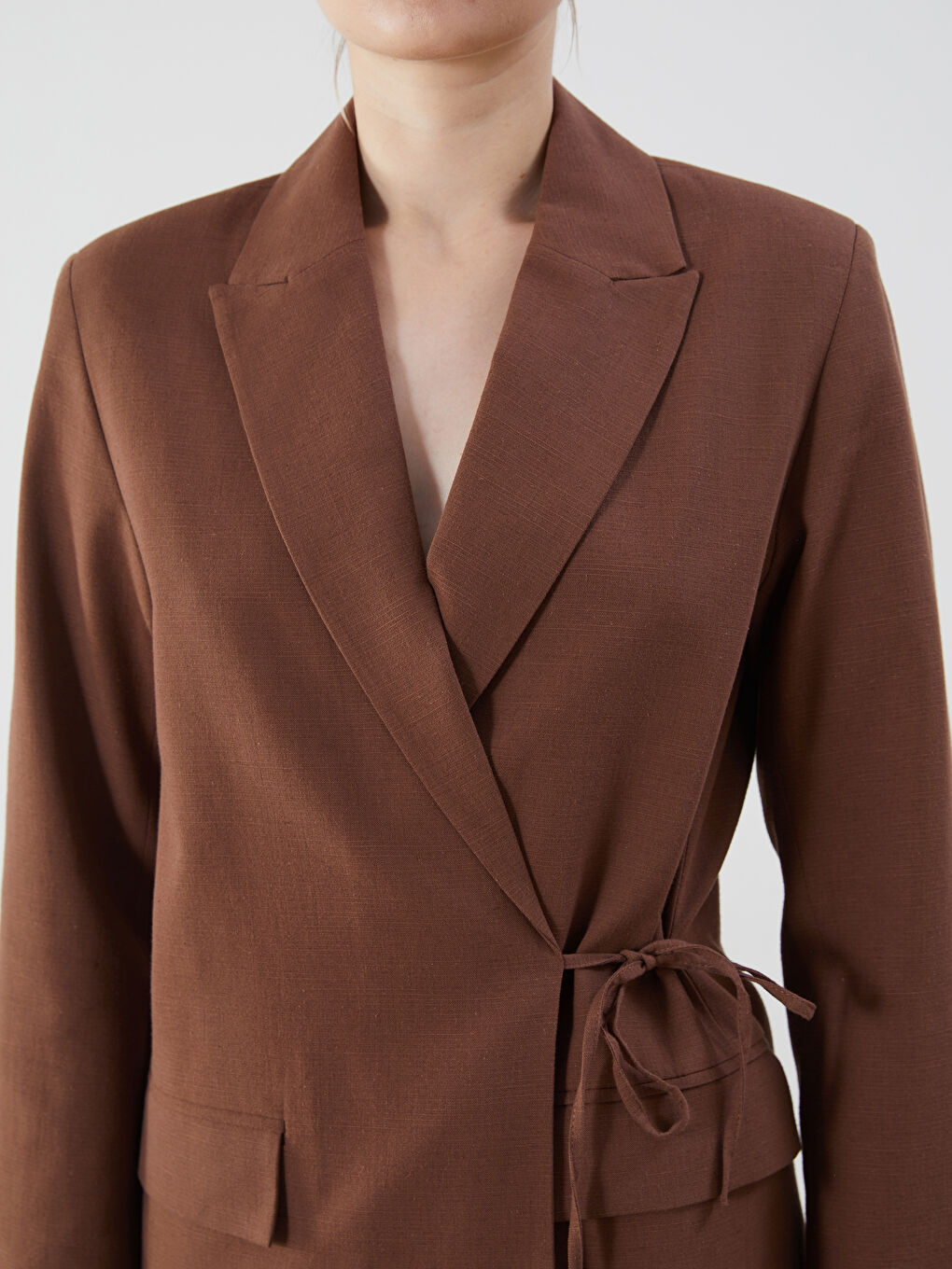 Linen Blend Women's Blazer Jacket -S5PV93Z8-CT9