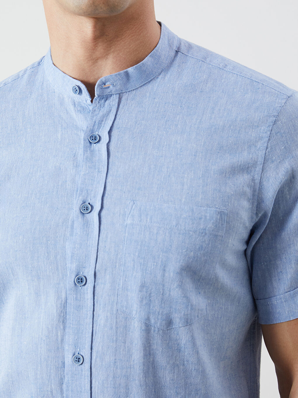 LCWAIKIKI Classic Regular Fit Short Sleeve Linen Blend Men's Shirt -S5PV98Z8-CTD