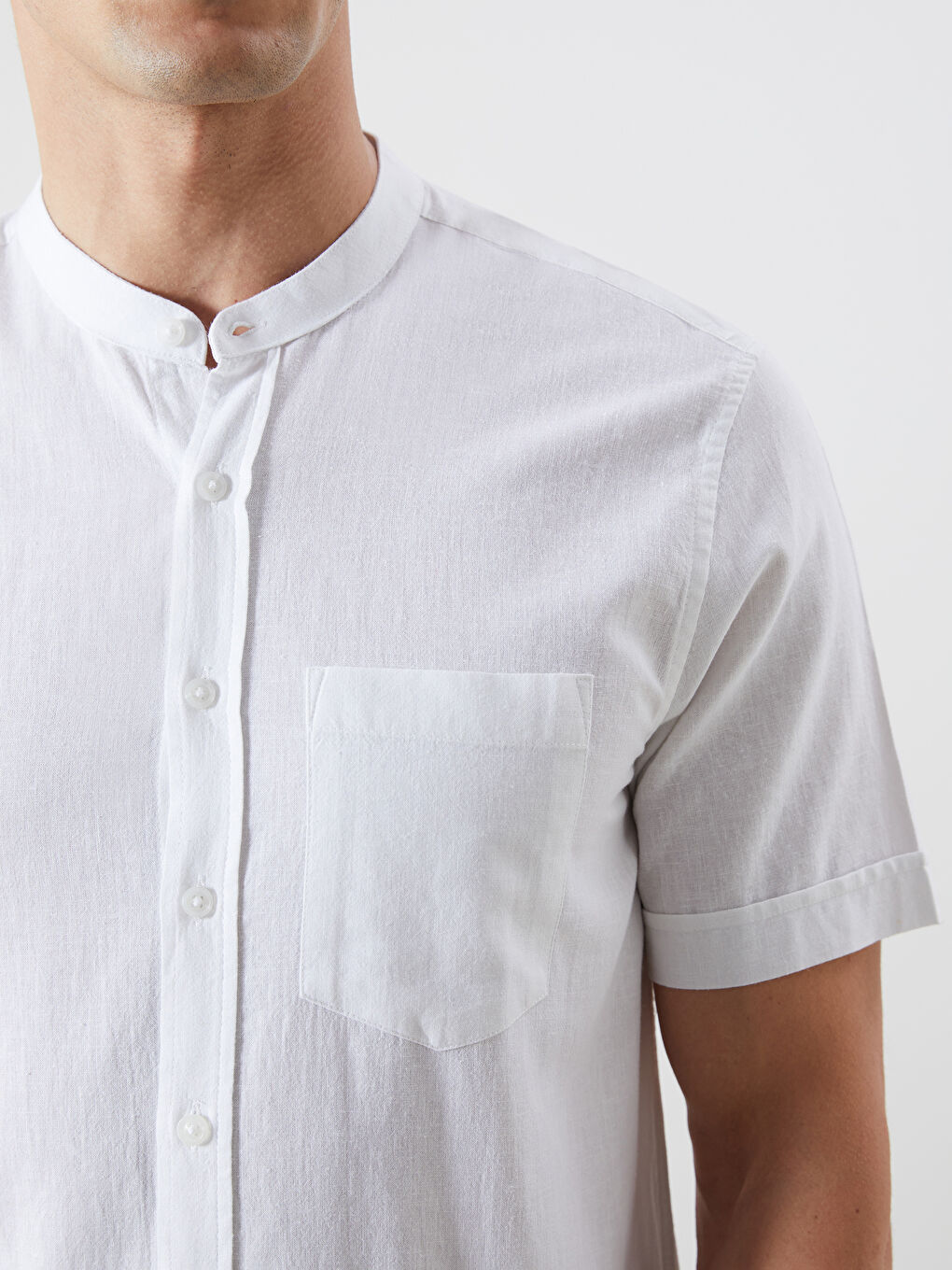 LCWAIKIKI Classic Regular Fit Short Sleeve Linen Blend Men's Shirt -S5PV98Z8-Q6K