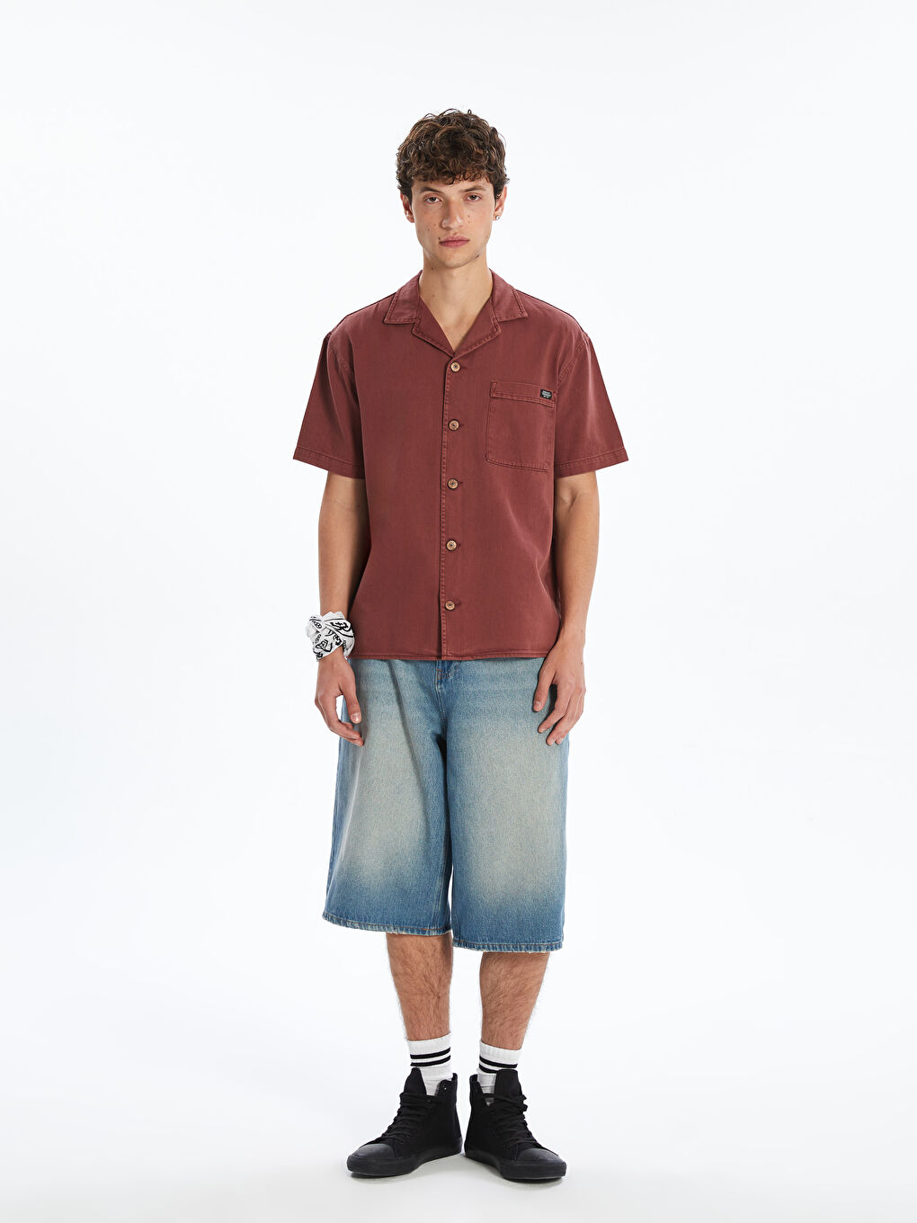 XSIDE Regular Fit Short Sleeve Men's Denim Shirt -S5PY06Z8-R1W