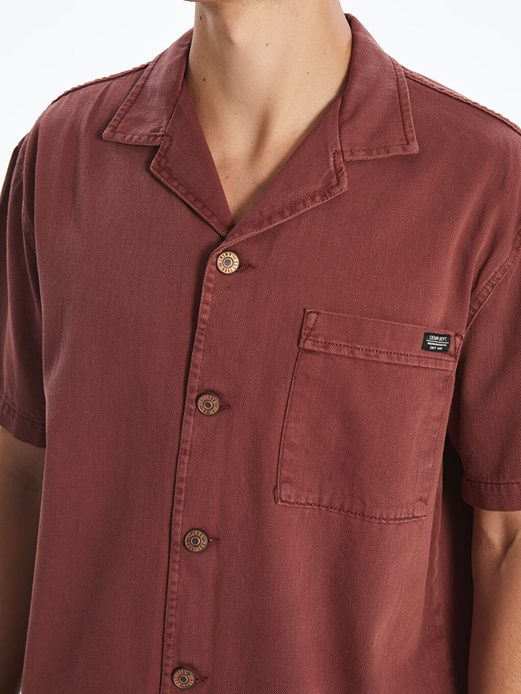 XSIDE Regular Fit Short Sleeve Men's Denim Shirt -S5PY06Z8-R1W