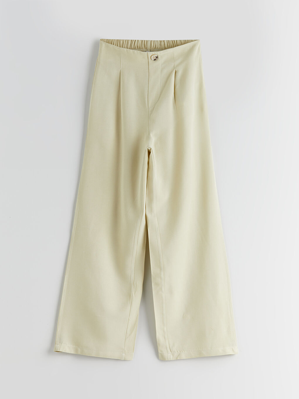 Haki Beli Lastikli Keten Karışımlı Kız Çocuk Pantolon