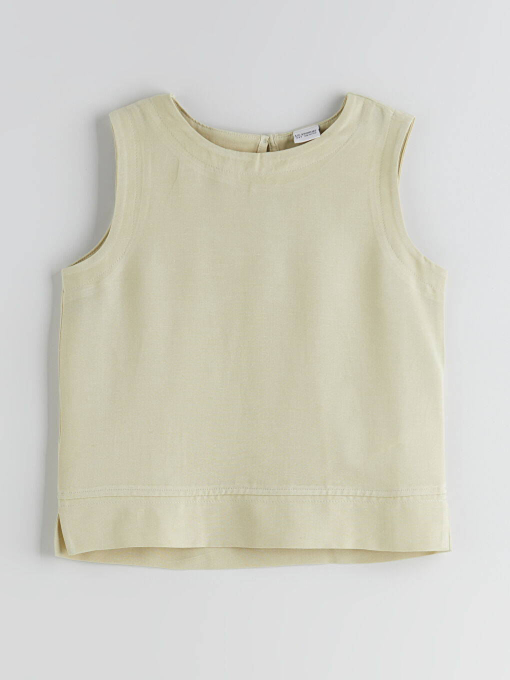 Haki Bisiklet Yaka Keten Karışımlı Kız Çocuk Bluz