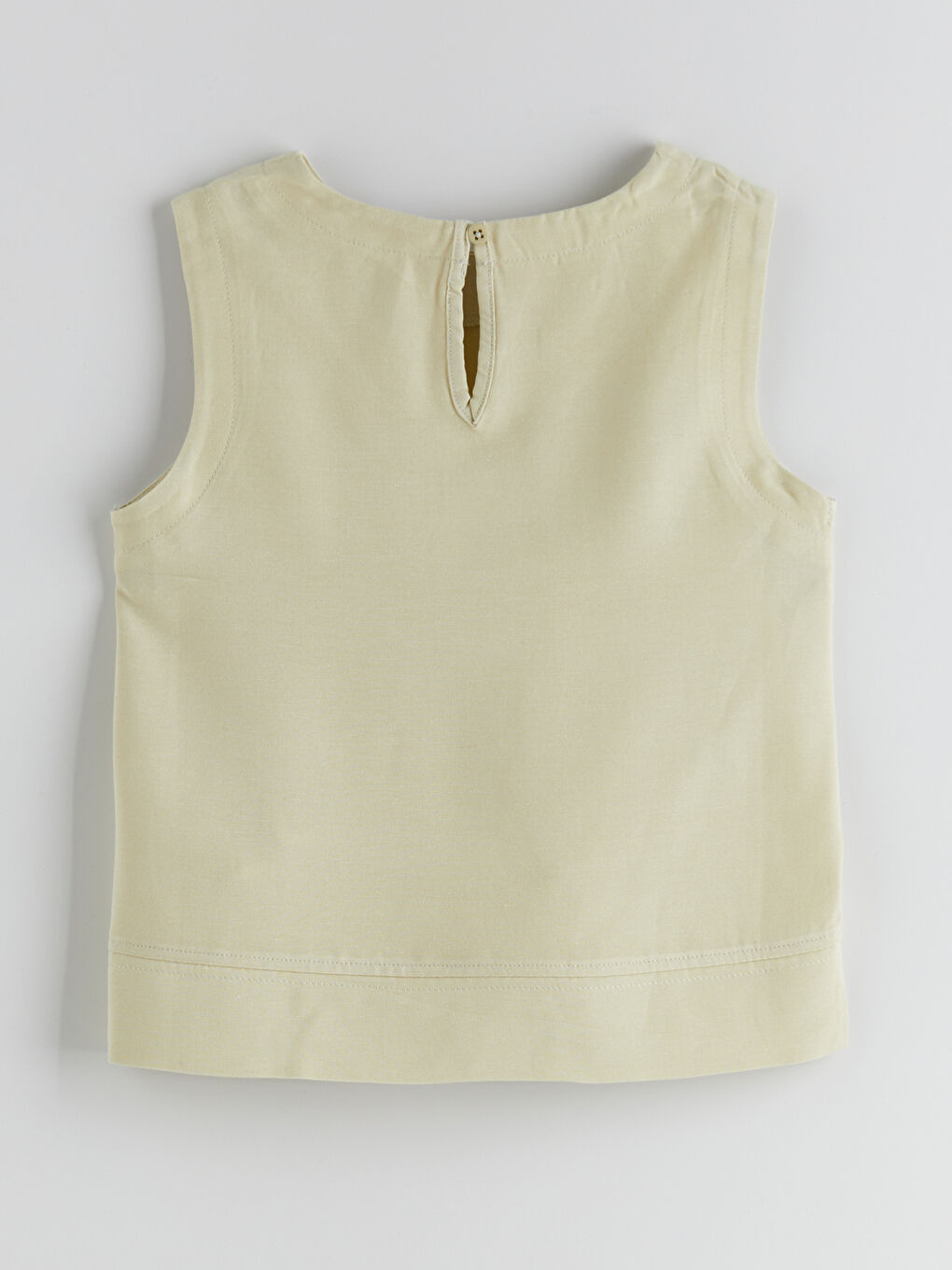 Haki Bisiklet Yaka Keten Karışımlı Kız Çocuk Bluz-1