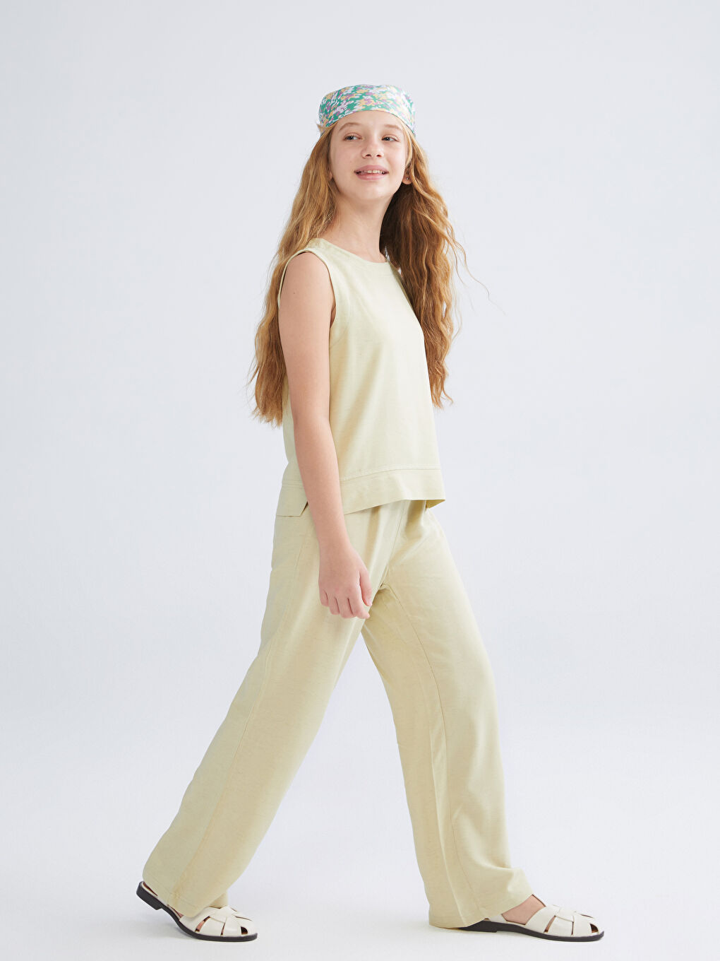 LCW Kids Linen Blend Girls' Blouse and Trousers -S5PY18Z4-G2U