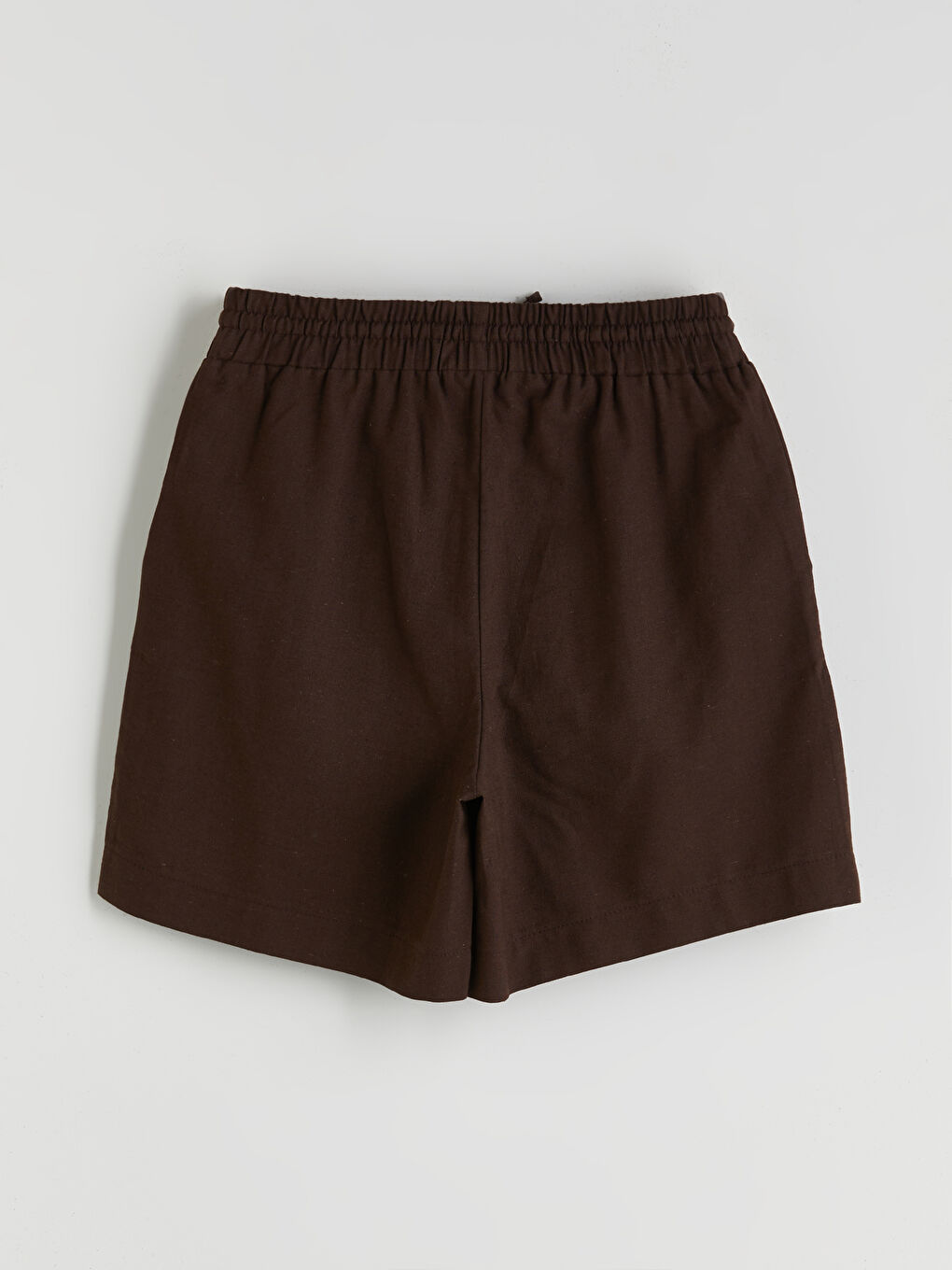 Plain Linen Blend Women's Shorts with Elastic Waist -S5PY23Z8-D7V