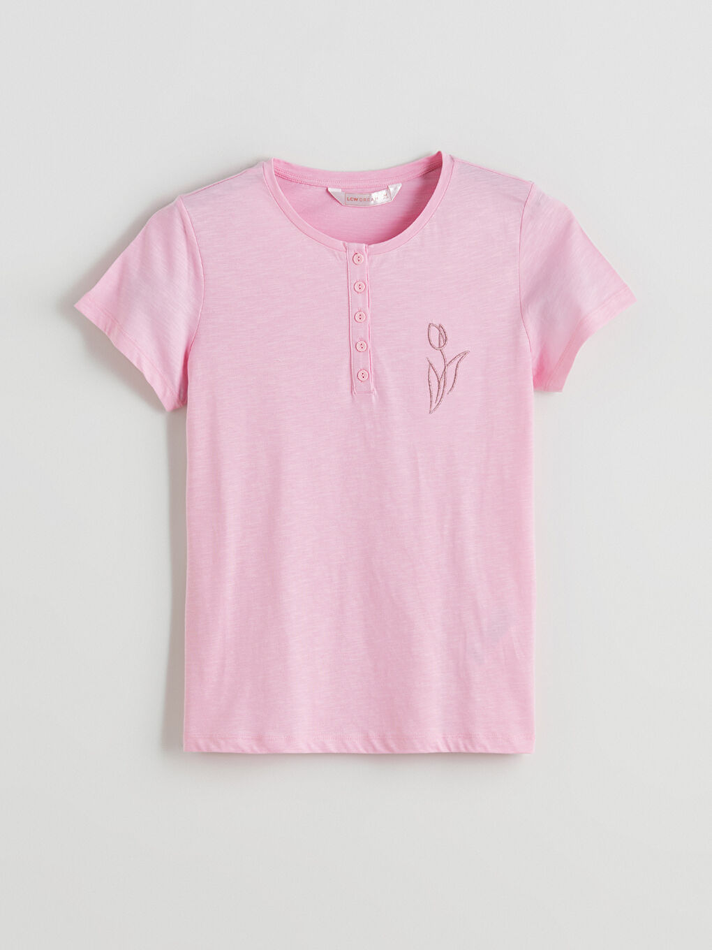Crew Neck Embroidered Women's Pyjama Set -S5PY30Z8-LRA