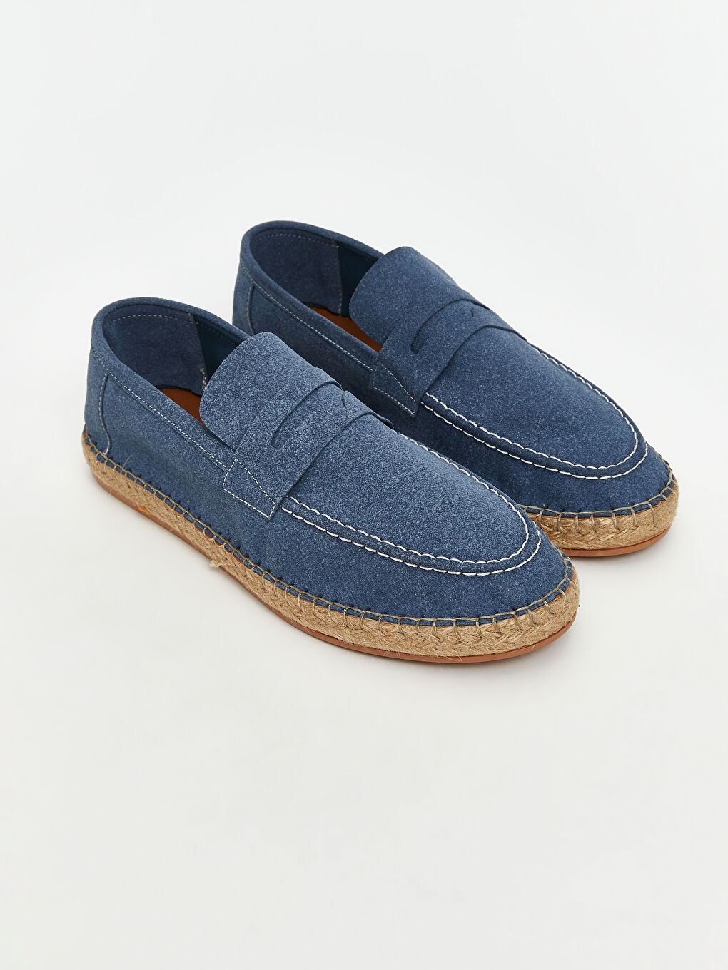 Mavi Hasır Tabanlı Erkek Espadril Ayakkabı