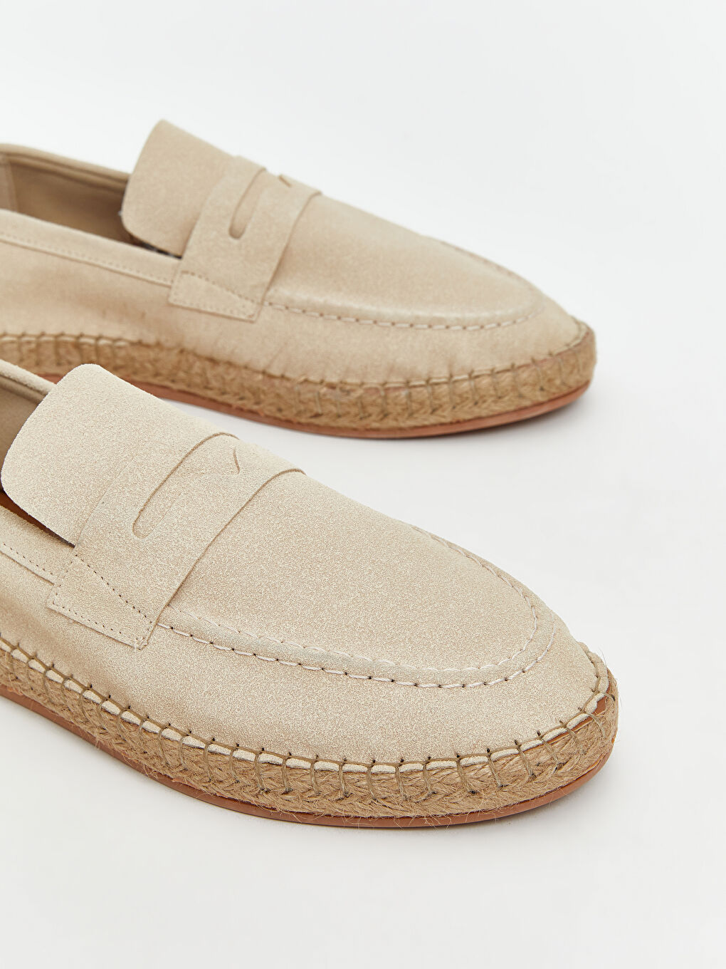 Bej Hasır Tabanlı Erkek Espadril Ayakkabı-2