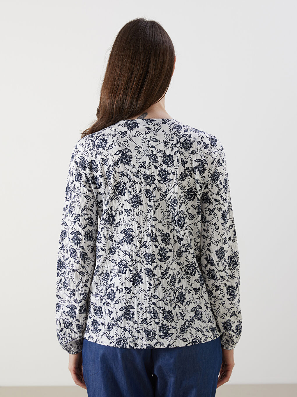 Tie Neck Floral Blouse -S5PY37Z8-LRA