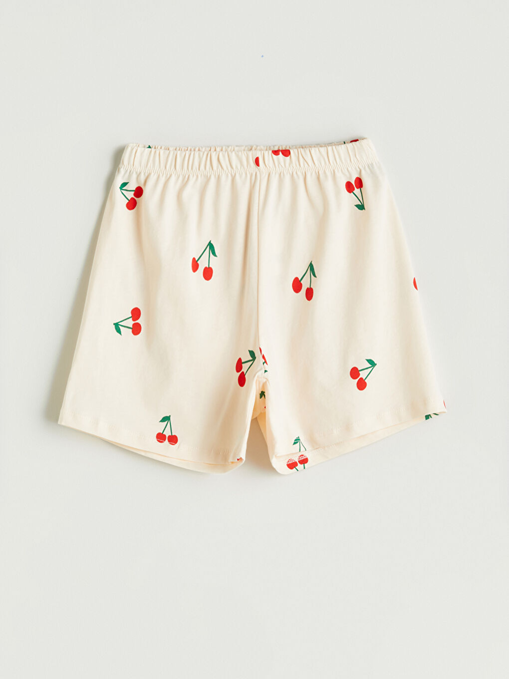 Ekru Beli Lastikli Kız Çocuk Pijama Şort-2