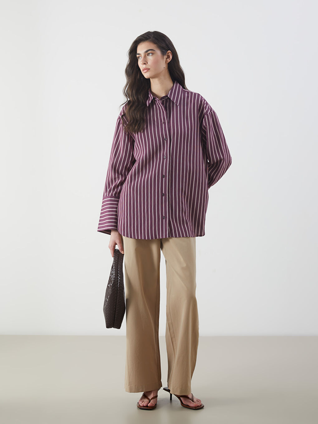 Striped Oversize Women's Shirt Tunic -S5PY46Z8-LET