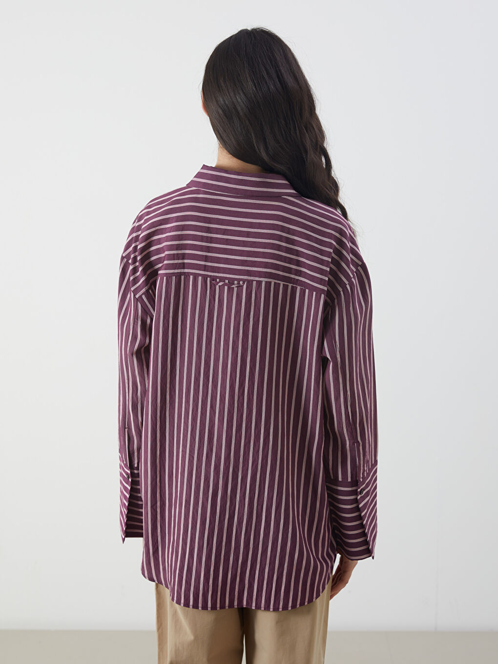 Striped Oversize Women's Shirt Tunic -S5PY46Z8-LET