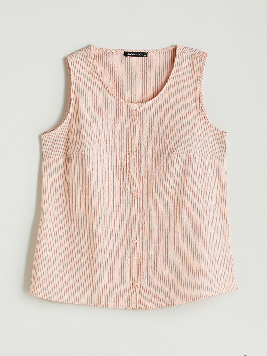 Pembe Bisiklet Yaka Çizgili Poplin Bluz-5