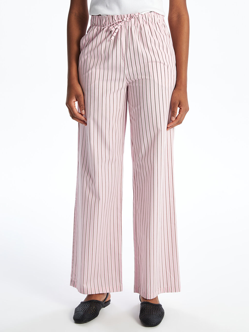 XSIDE Women's Striped Poplin Trousers with Elasticated Waist -S5PY50Z8-LHK
