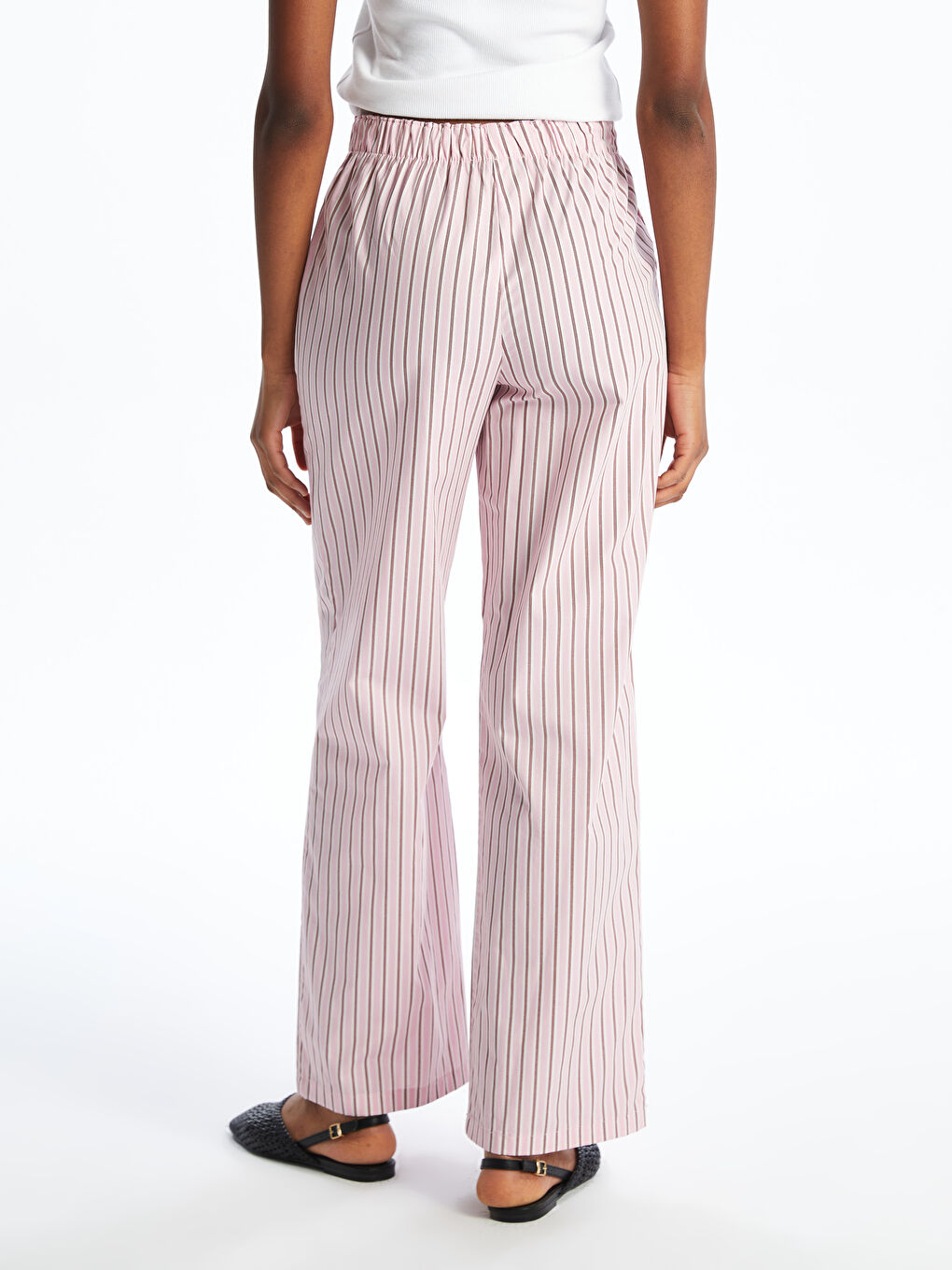 XSIDE Women's Striped Poplin Trousers with Elasticated Waist -S5PY50Z8-LHK