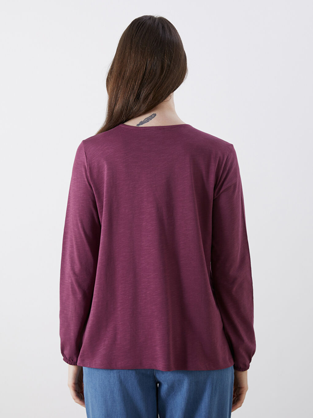 Mürdüm V Yaka Nakışlı Bluz-3