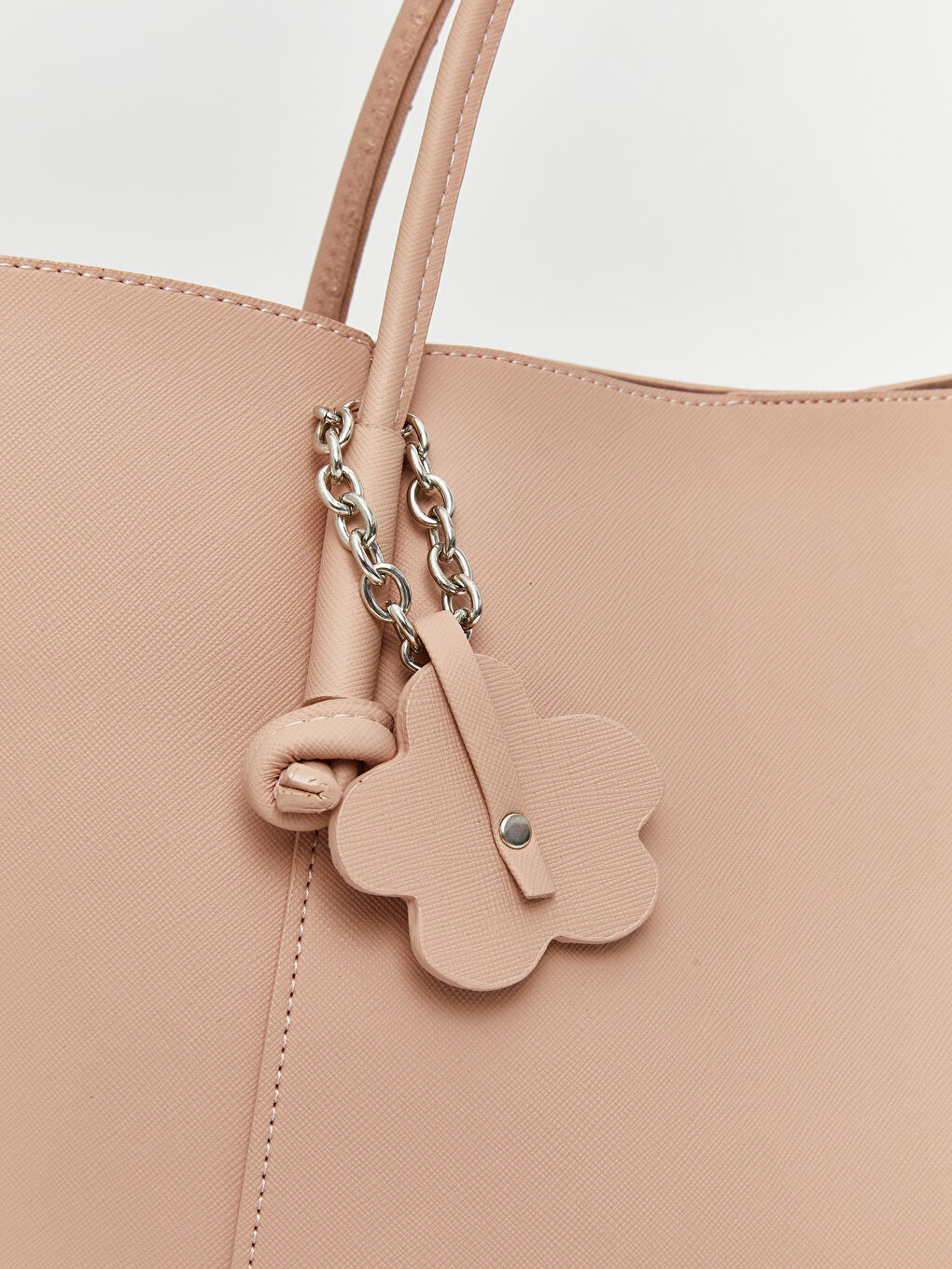 Pembe Deri Görünümlü Kadın Omuz Çantası-4