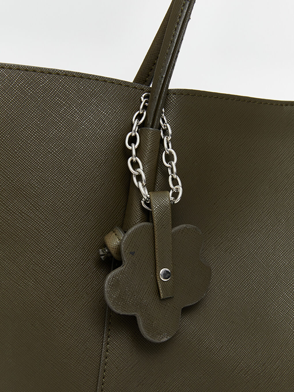 Haki Deri Görünümlü Kadın Omuz Çantası-2