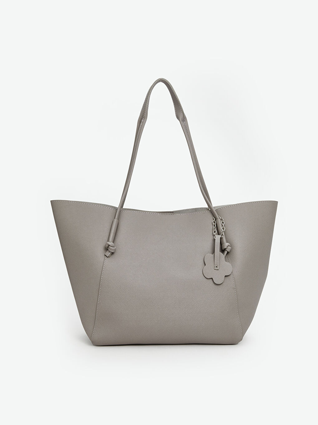 Gri Deri Görünümlü Kadın Omuz Çantası