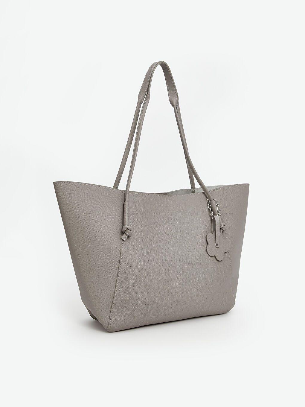 Gri Deri Görünümlü Kadın Omuz Çantası-1