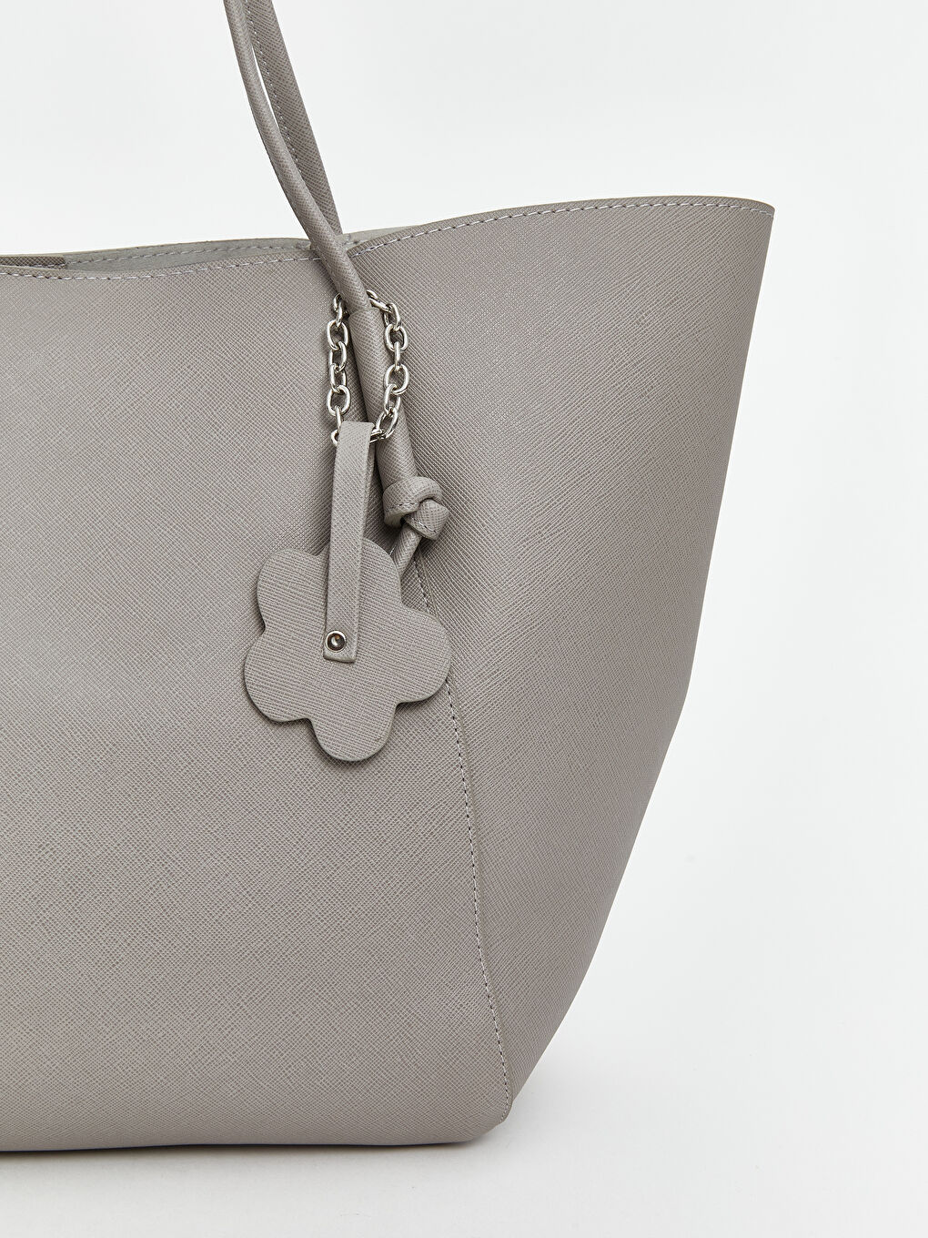 Gri Deri Görünümlü Kadın Omuz Çantası-2