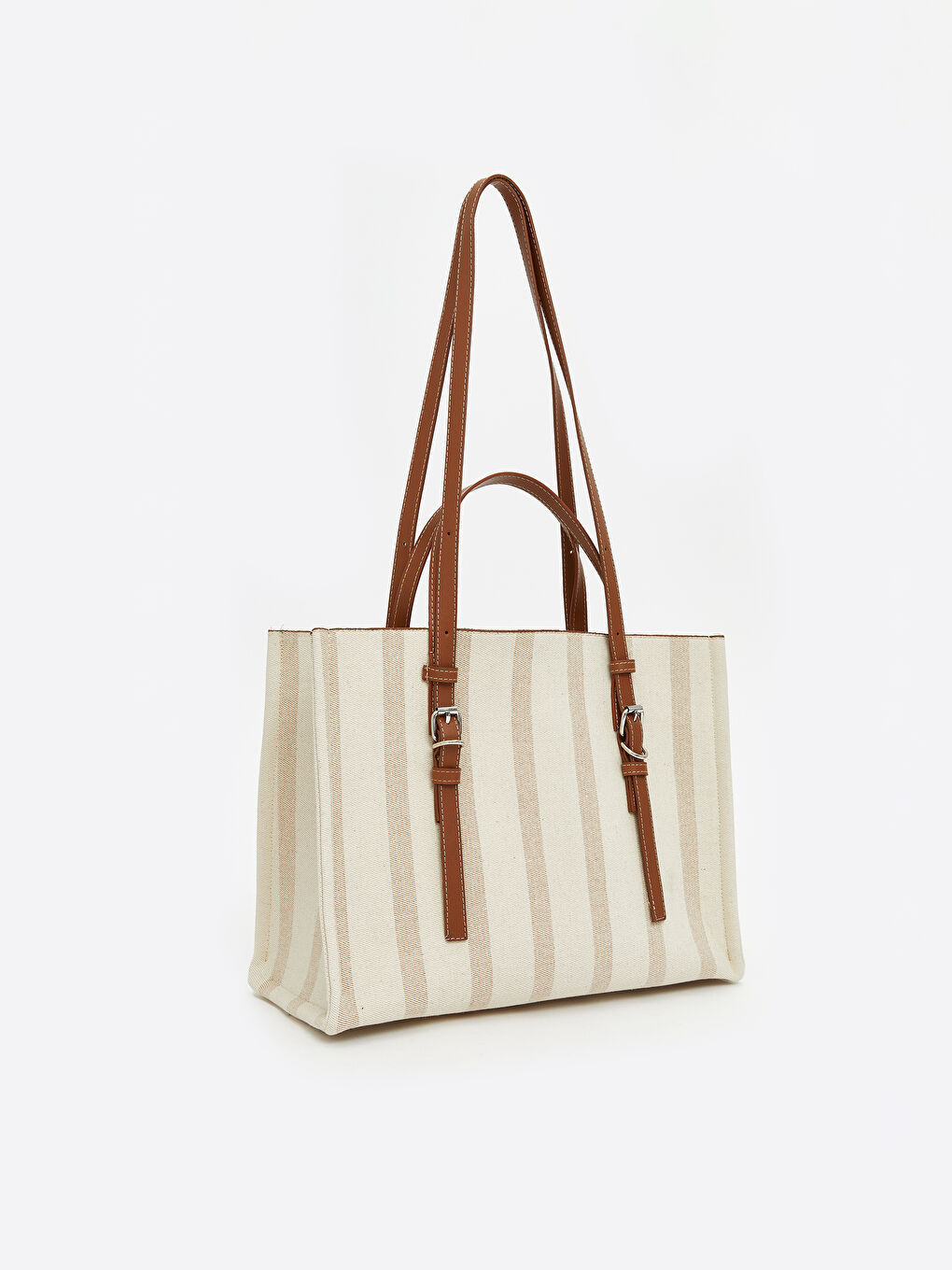 Ekru Çıkarılabilir Askılı Kadın Omuz Çantası-1