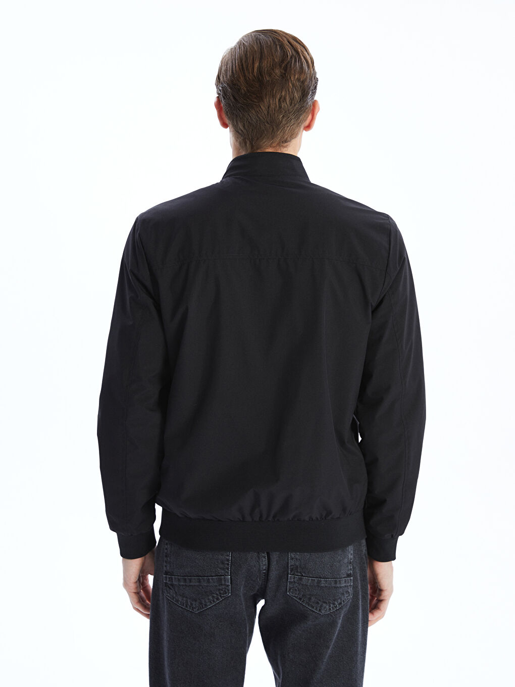 Siyah Standart Kalıp Kolej Yaka Erkek Mont-9