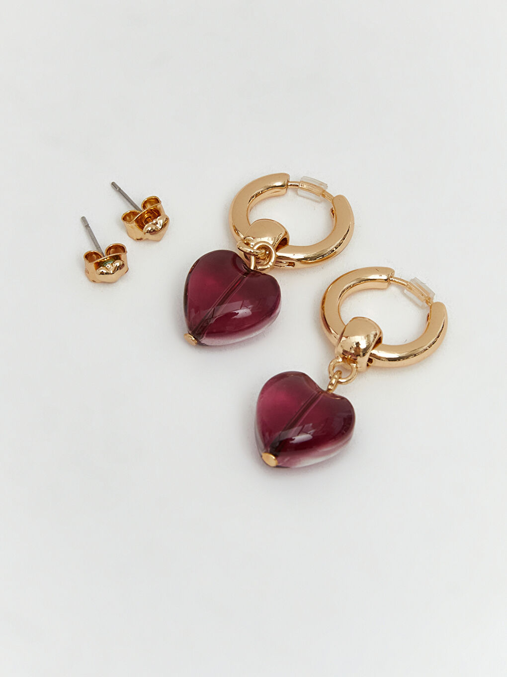 Sarı Kalp Figürlü Kadın Küpe 2'li-1