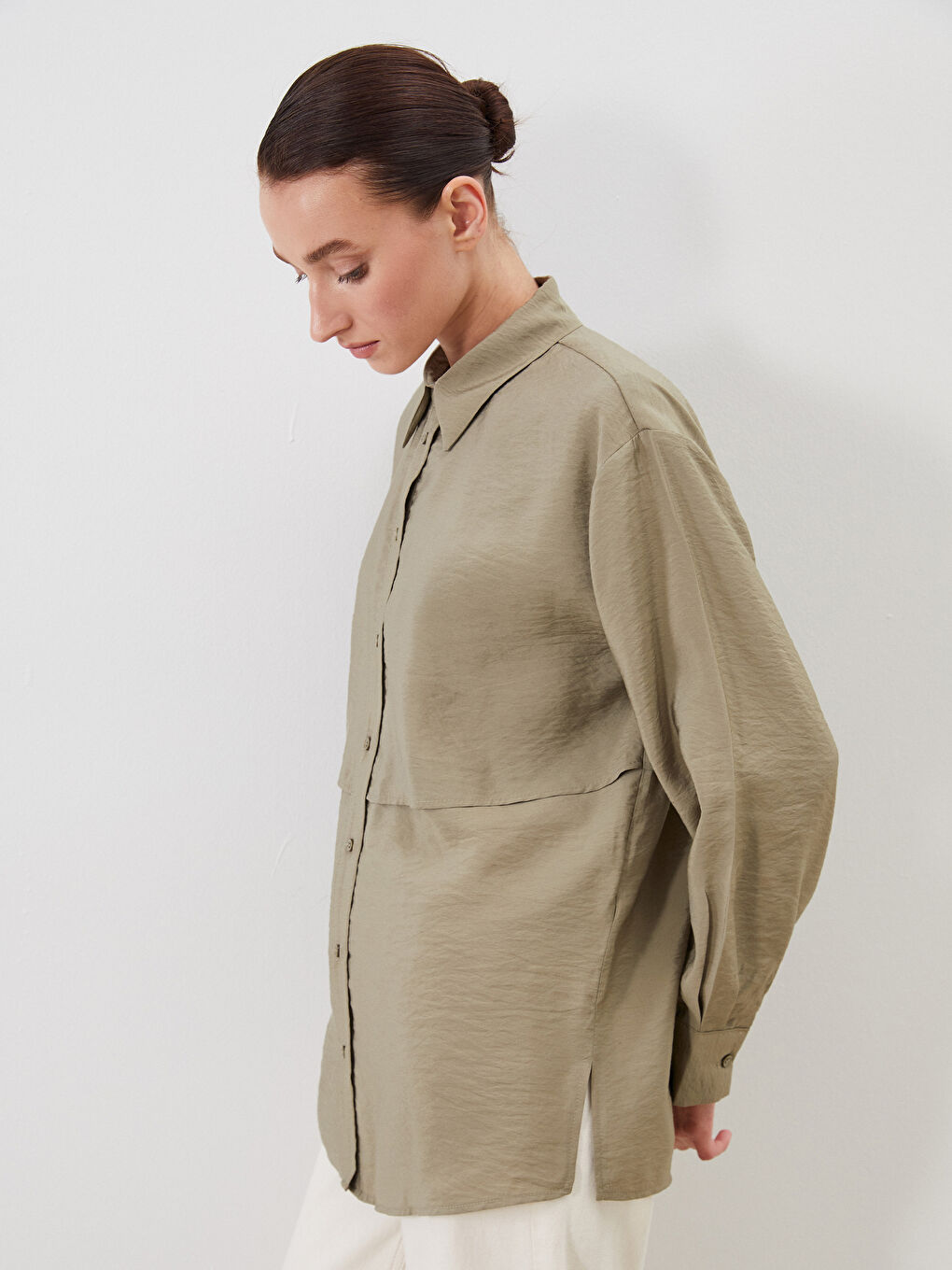 LCW Modest Modal Blend Women's Shirt Tunic -S5Q078Z8-GWK
