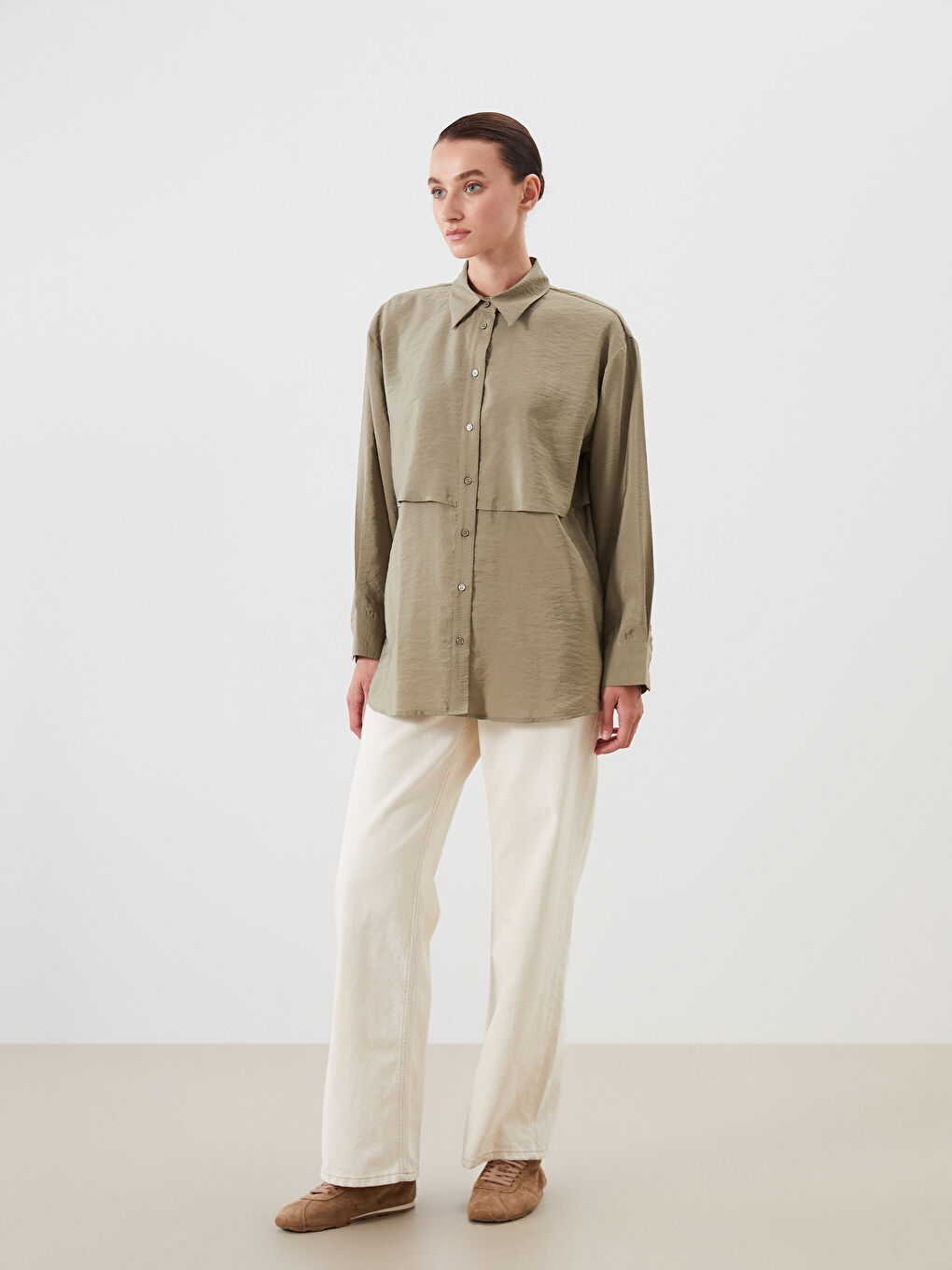 LCW Modest Modal Blend Women's Shirt Tunic -S5Q078Z8-GWK