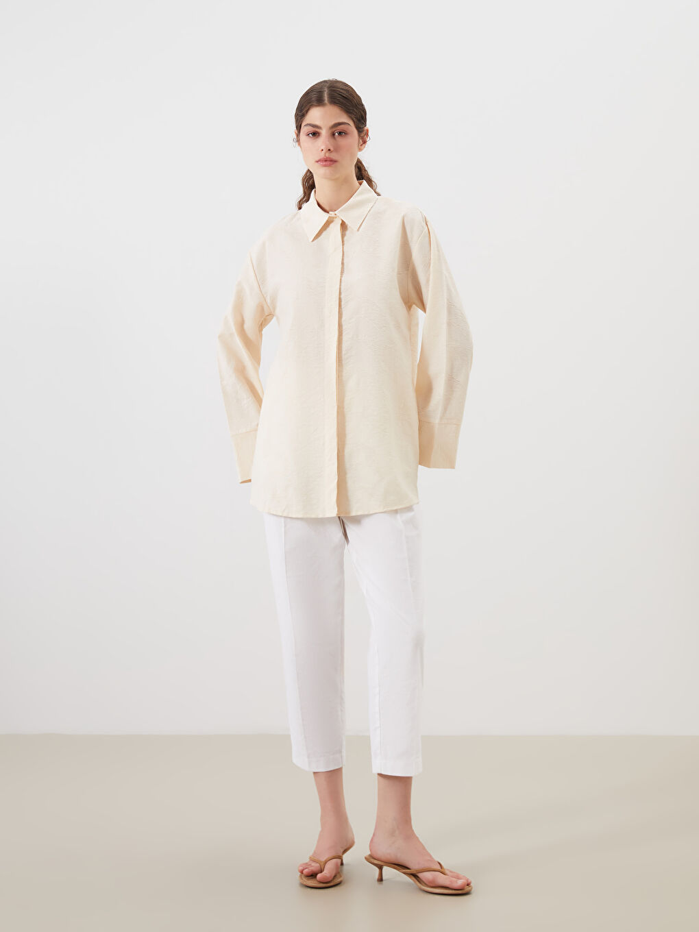 LCW Modest Textured Women's Shirt Tunic -S5Q085Z8-EEW