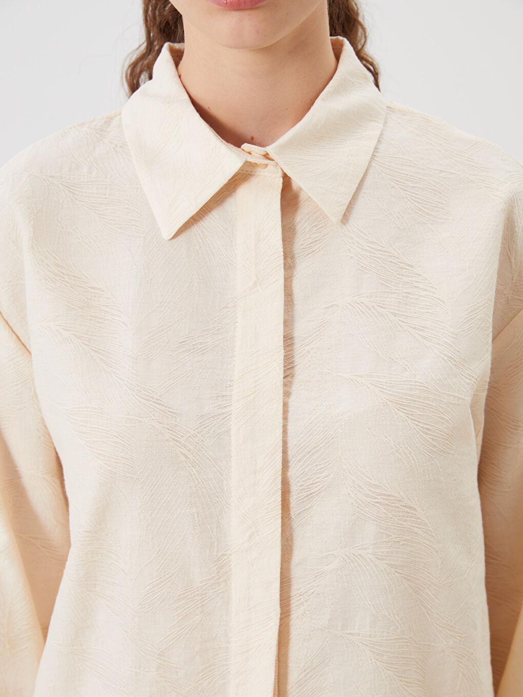 LCW Modest Textured Women's Shirt Tunic -S5Q085Z8-EEW