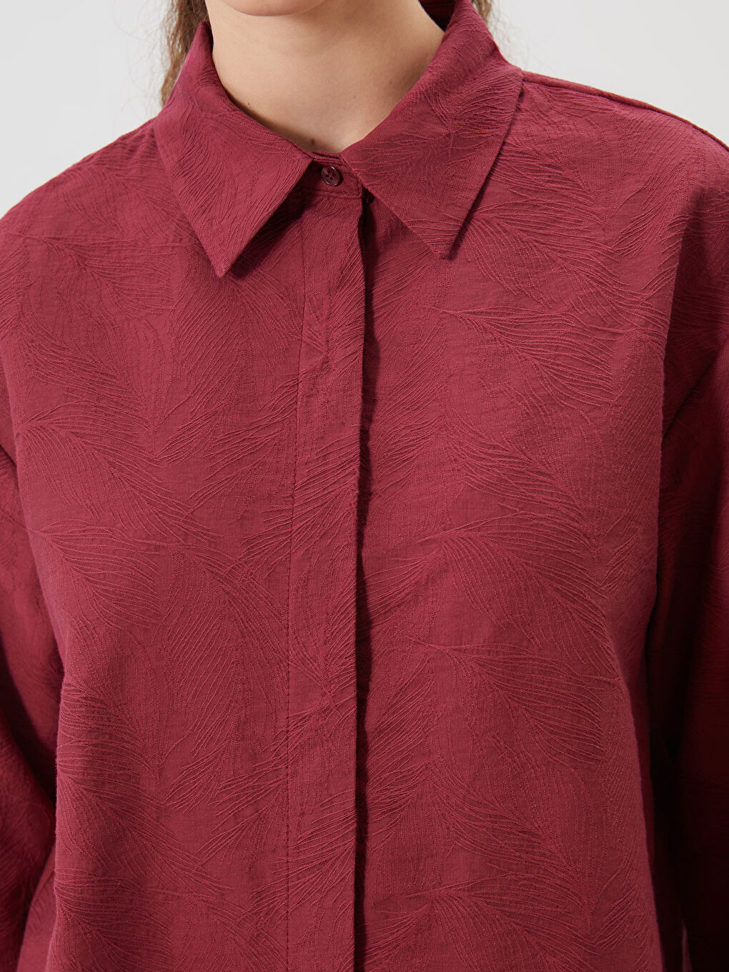 LCW Modest Textured Women's Shirt Tunic -S5Q085Z8-HJE
