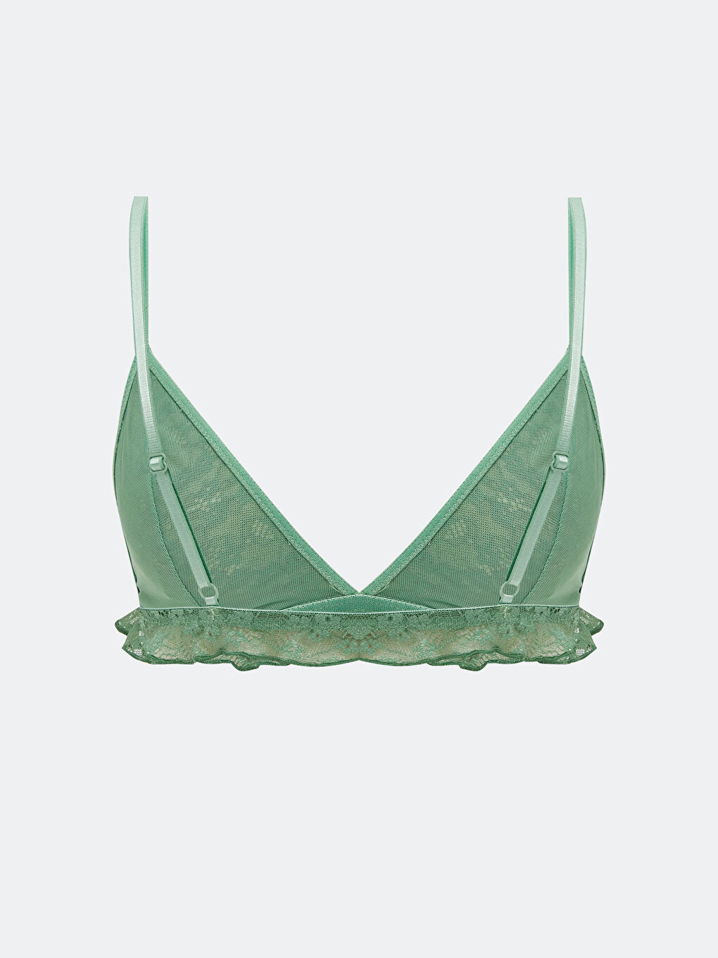 Yeşil Balensiz Dolgusuz Dantelli Üçgen Sütyen-1