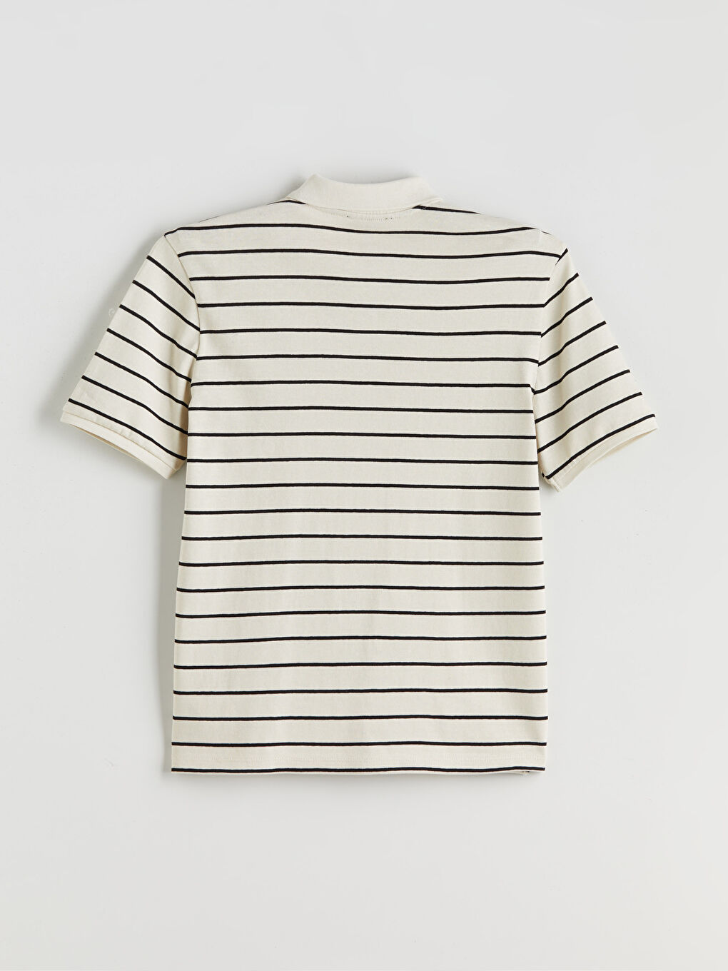 Siyah Polo Yaka Çizgili Penye Erkek Tişört-5