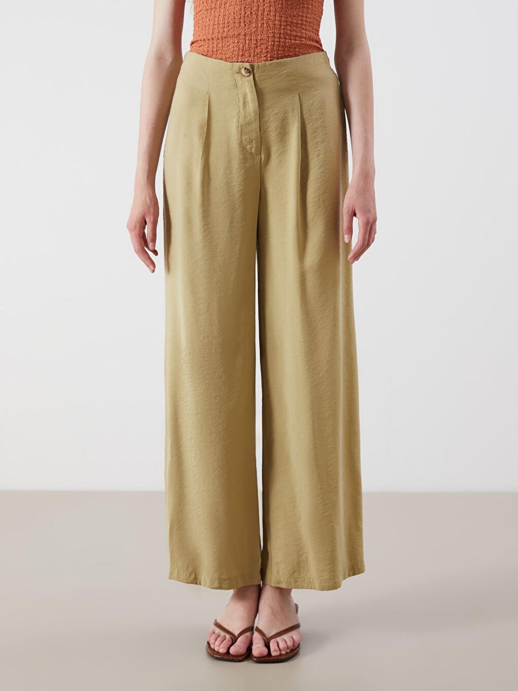 მოდალის ნარევი პლისე ქალის შარვალი-1