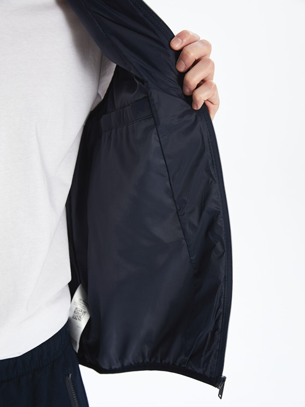 Lacivert Standart Kalıp Dik Yaka Erkek Şişme Yelek-3