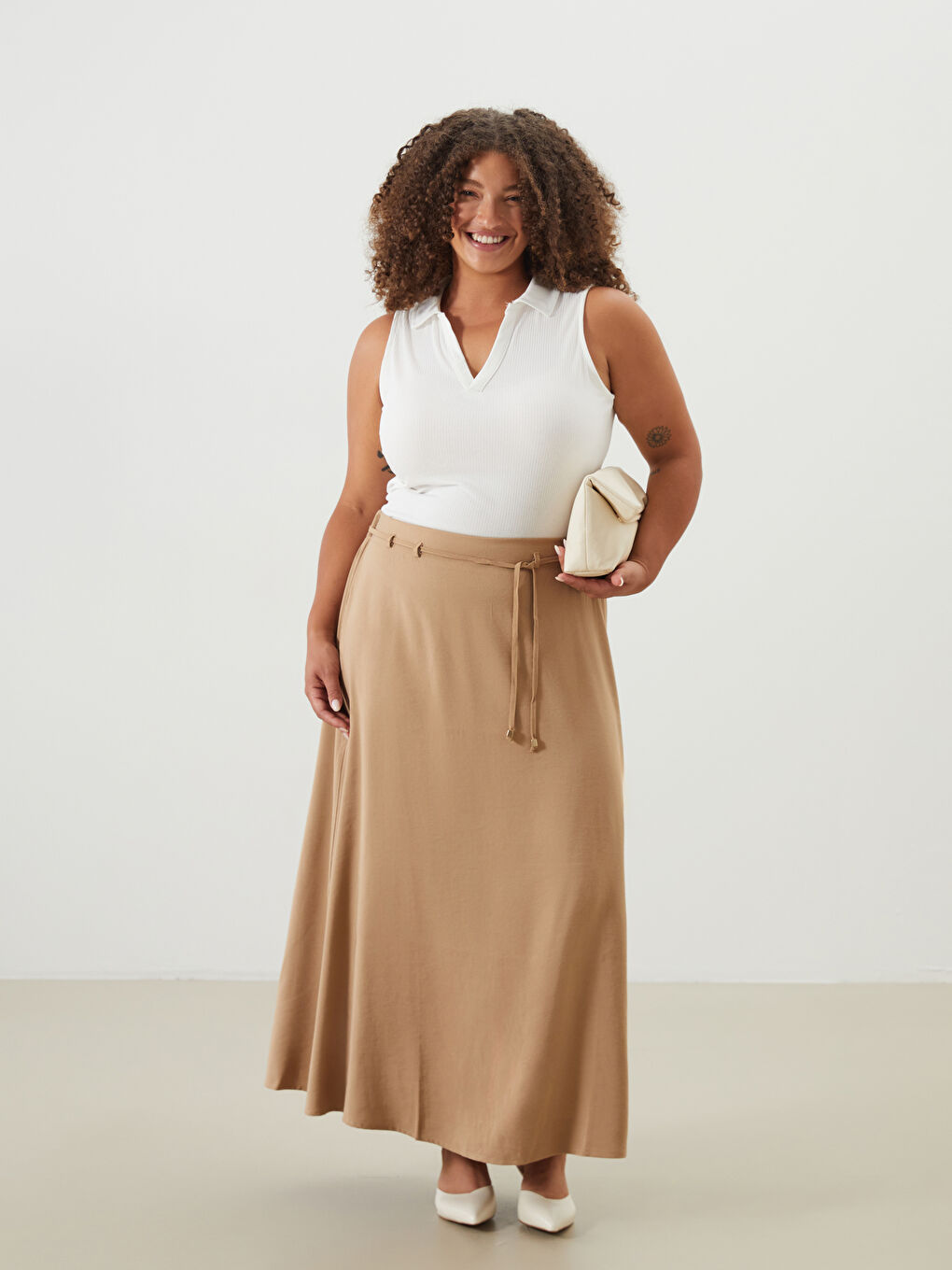Elasticated Waist A-Line Skirt -S5Q178Z8-F6D