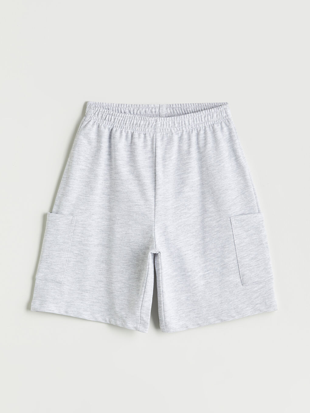 Gri Beli Lastikli Kız Çocuk Kargo Şort