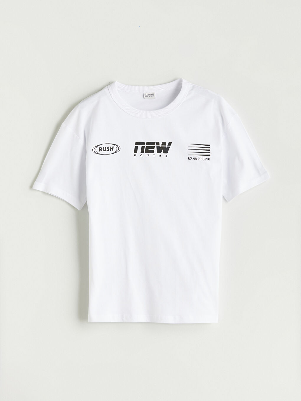 Beyaz Bisiklet Yaka Erkek Çocuk Tişört