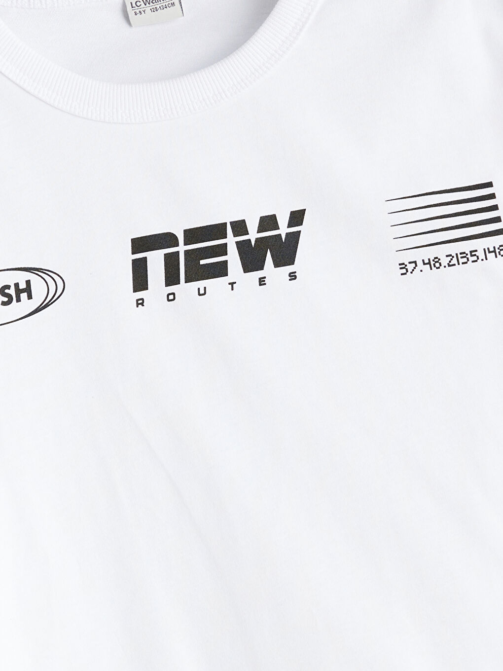 Beyaz Bisiklet Yaka Erkek Çocuk Tişört-1