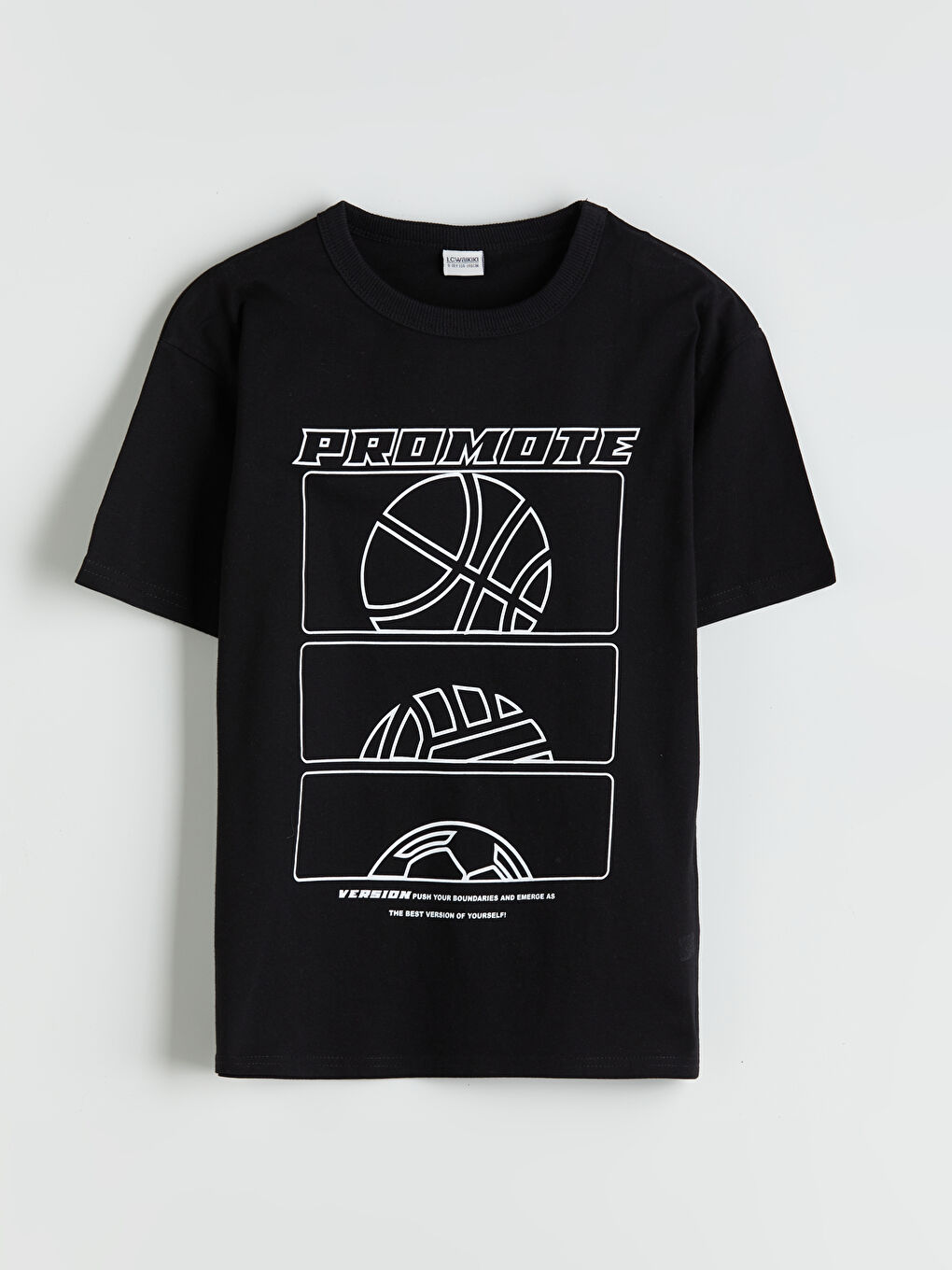 Siyah Bisiklet Yaka Erkek Çocuk Tişört 2'li-2