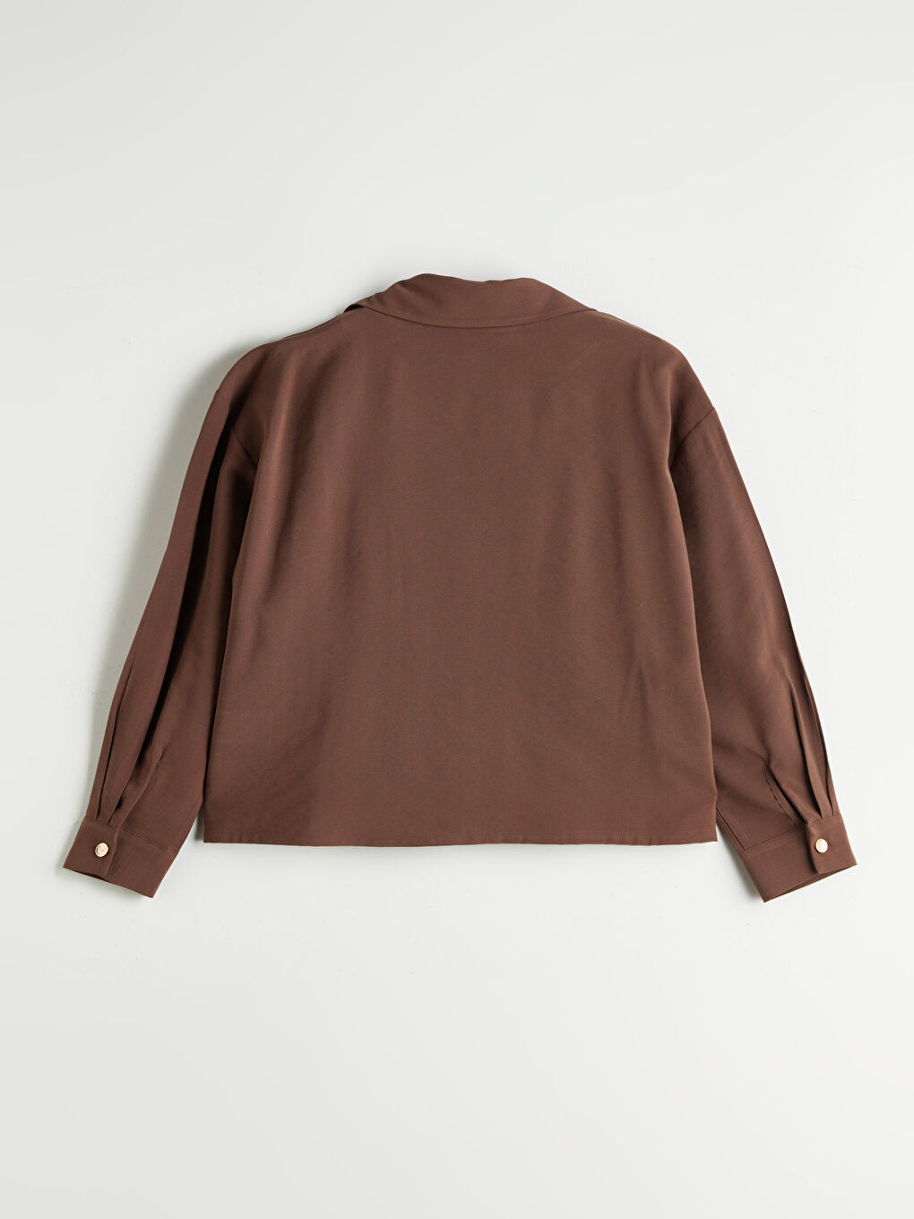 Kahverengi Gömlek Yaka Oversize Kadın Ceket-5