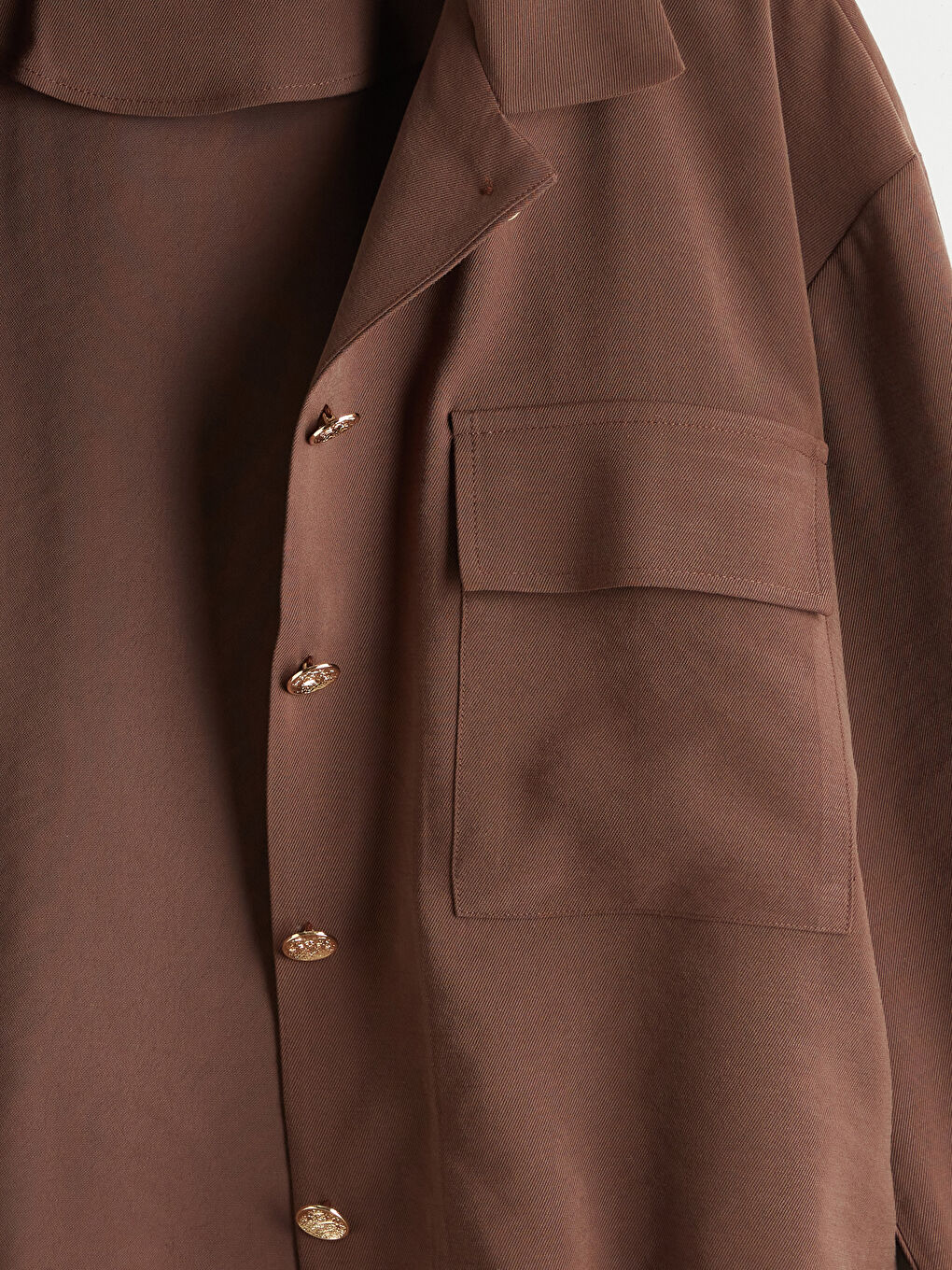 Kahverengi Gömlek Yaka Oversize Kadın Ceket-6