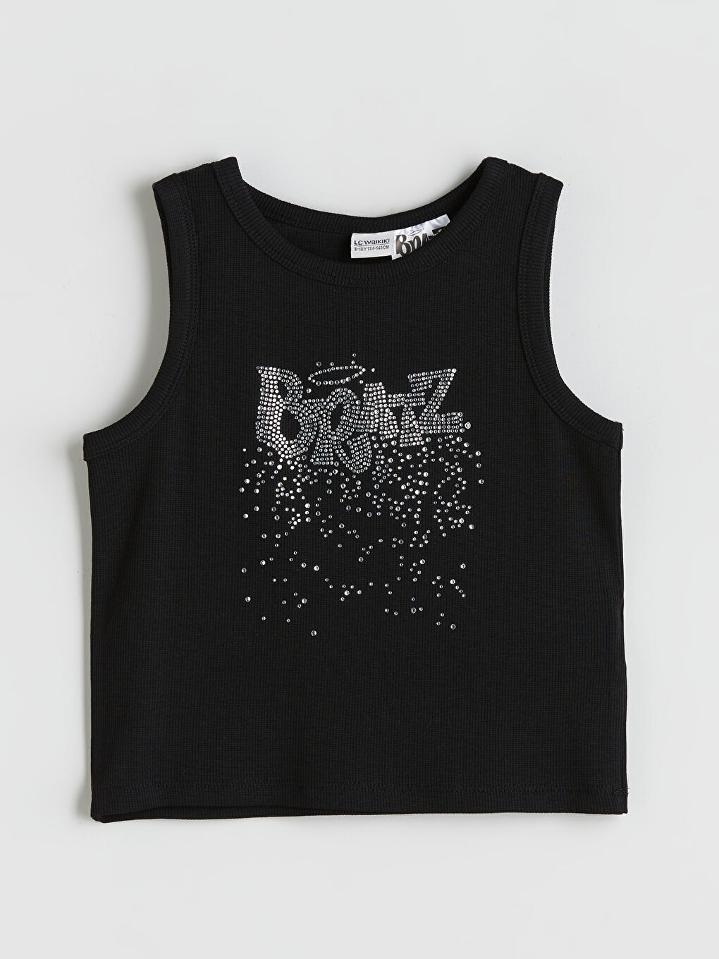 Siyah Bisiklet Yaka Bratz Taş Baskılı Kız Çocuk Atlet