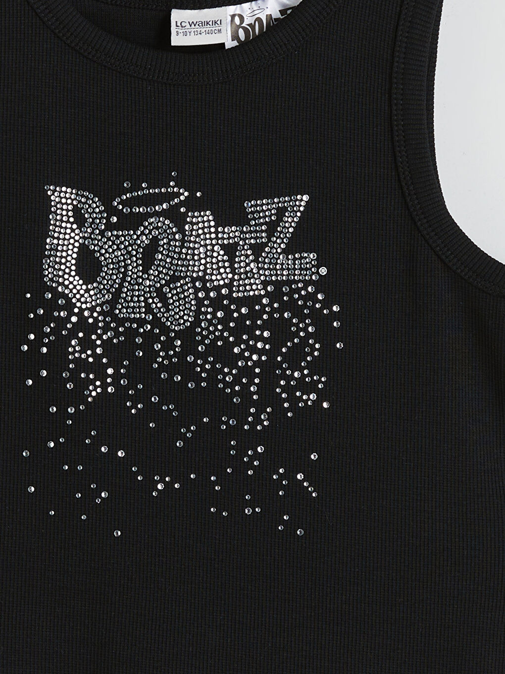 Siyah Bisiklet Yaka Bratz Taş Baskılı Kız Çocuk Atlet-2