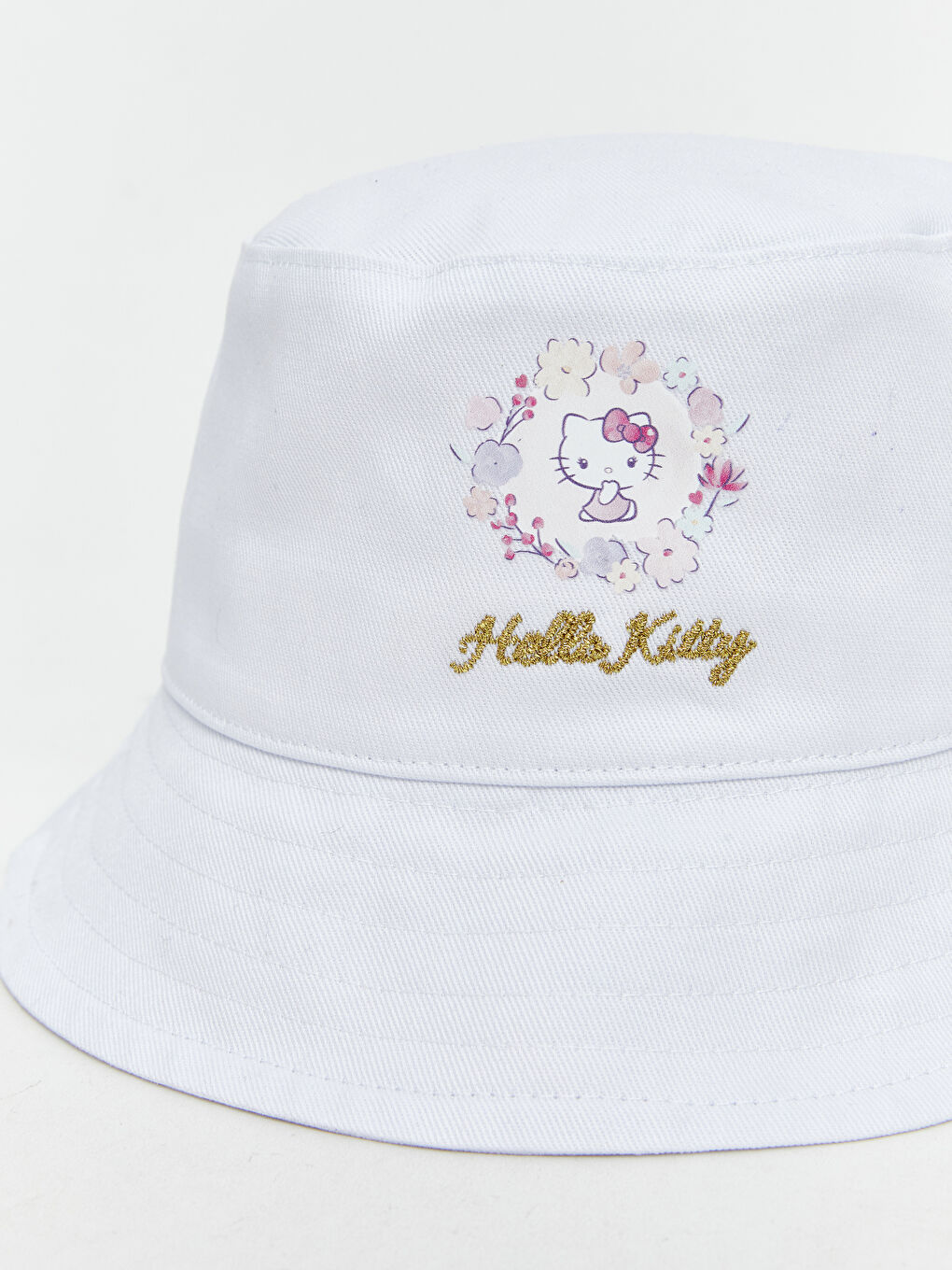 Ekru Hello Kitty Nakışlı Kız Çocuk Bucket Şapka-2