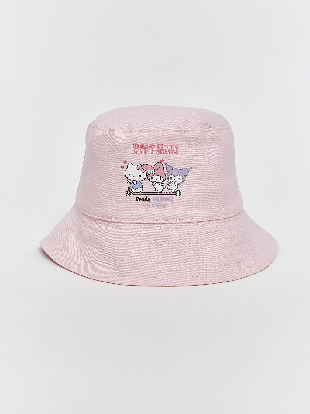 Pembe Hello Kitty Baskılı Kız Çocuk Bucket Şapka