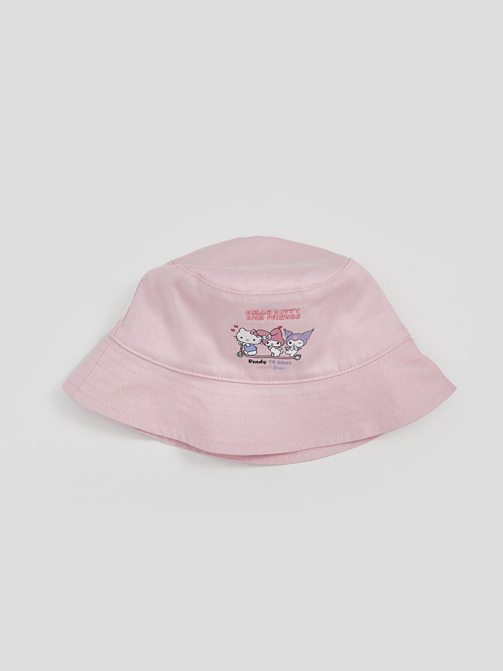 Pembe Hello Kitty Baskılı Kız Çocuk Bucket Şapka-1